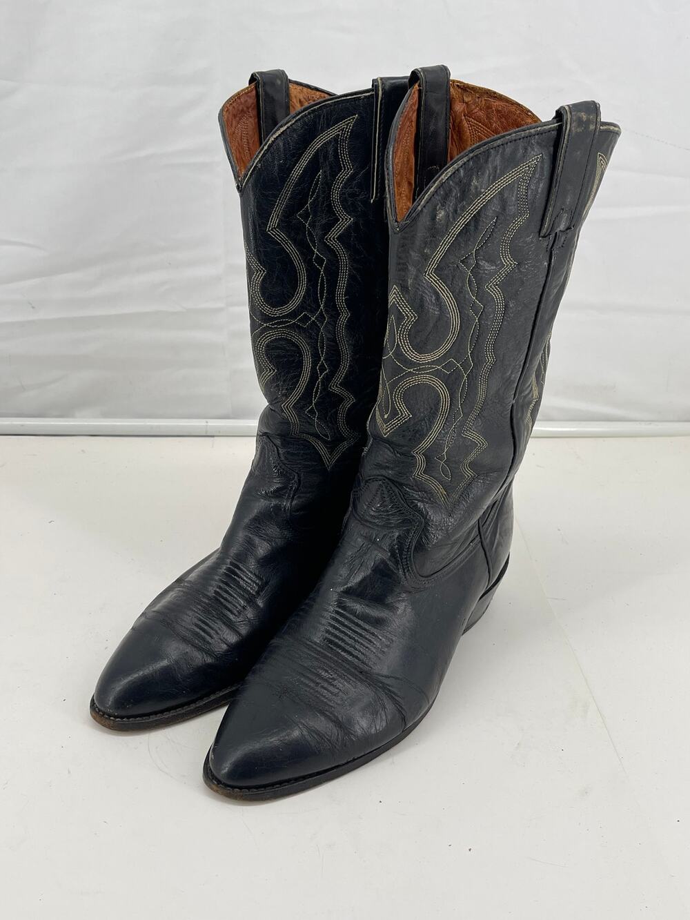 Men’s 10.5 Imperial Leather Cowboy Boots Made in USA Black Western Classic